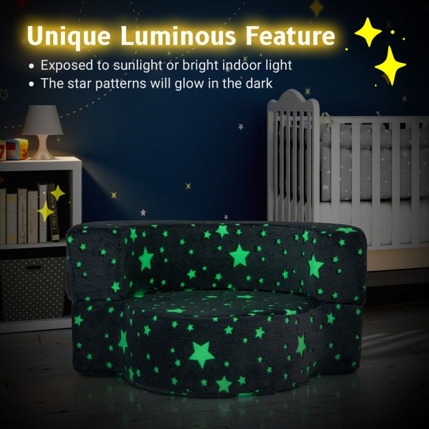 Convertible Glow-in-the-Dark Kids Sofa with Removable Washable Cover