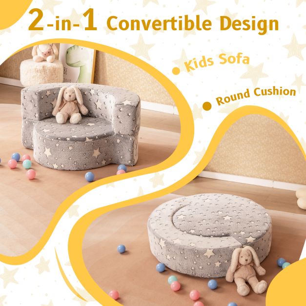 Convertible Glow-in-the-Dark Kids Sofa with Removable Washable Cover
