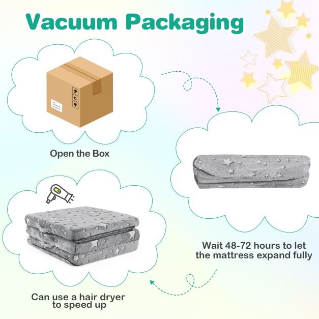 Kids Glow in the Dark Foldable Floor Mattress with Washable Flannel Cover