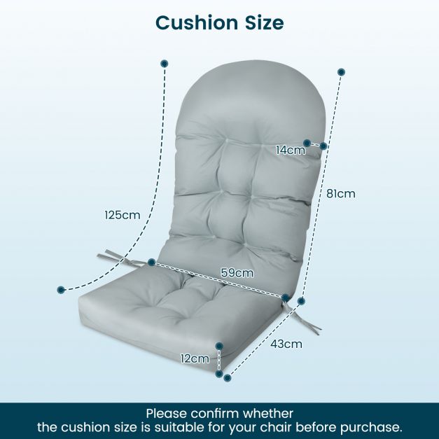 12 CM Thick Tufted Patio Adirondack Chair Cushion