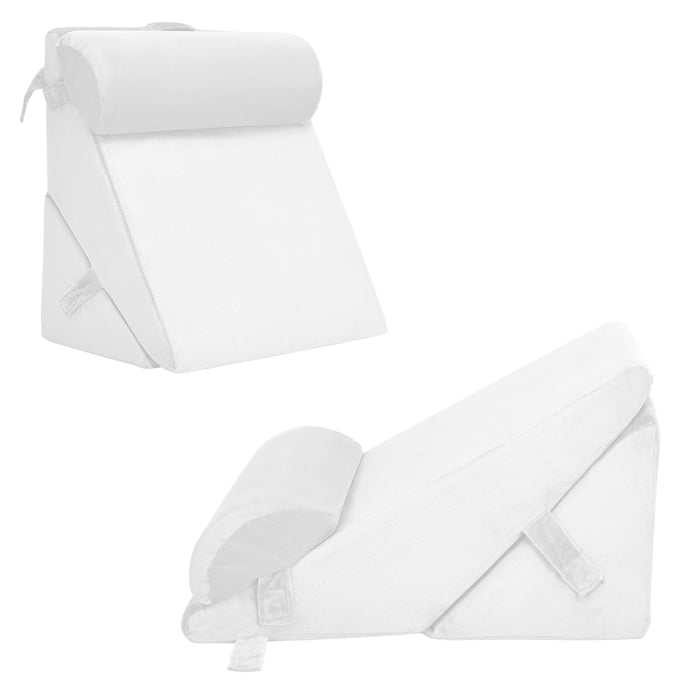 Bed Wedge Pillow with Headrest and Washable Cover for Reading