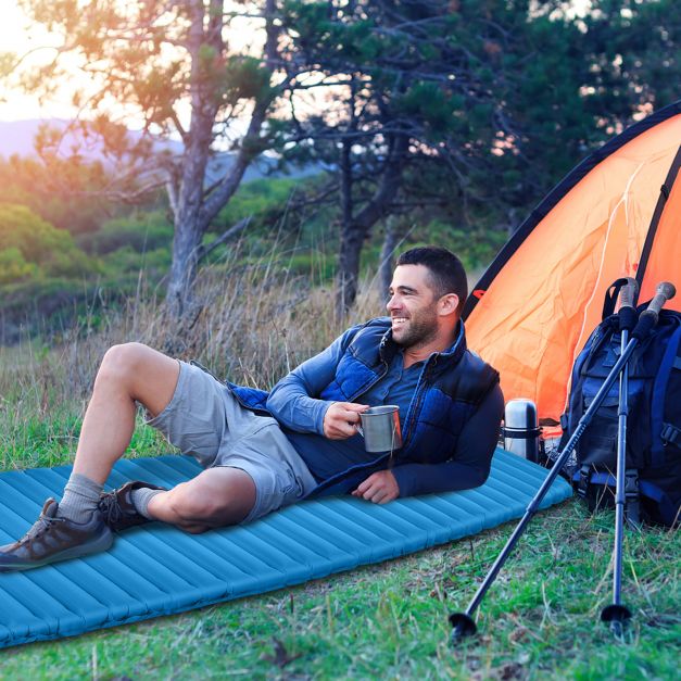 7cm Thick Inflating Camping Mat with Carrying Bag for Backpacking and Hiking
