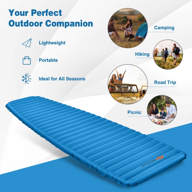 7cm Thick Inflating Camping Mat with Carrying Bag for Backpacking and Hiking