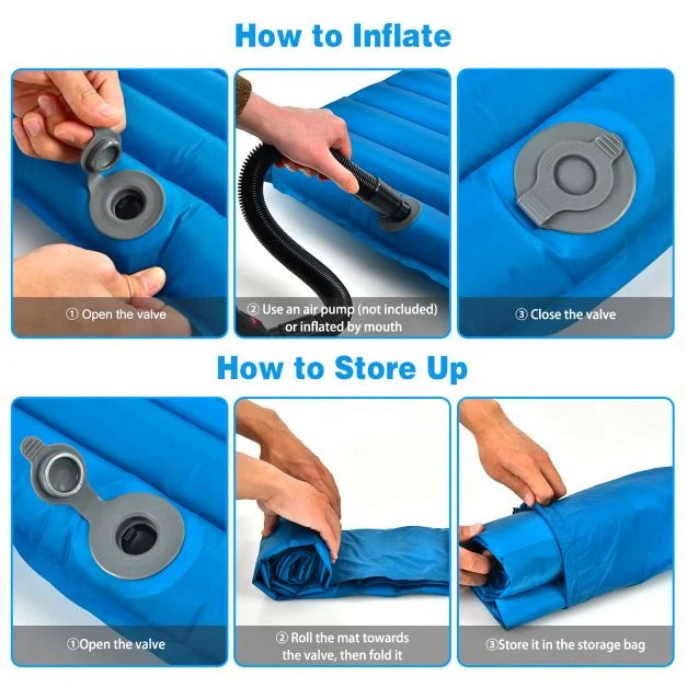 7cm Thick Inflating Camping Mat with Carrying Bag for Backpacking and Hiking