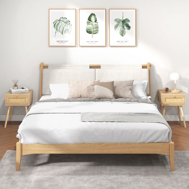 Boho Bedside Table with Hand-woven Rattan Decoration