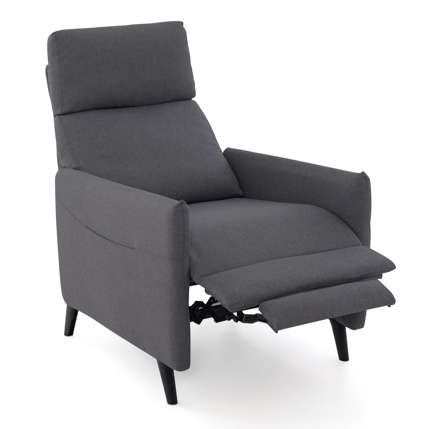 Linen Fabric Push Back Recliner Armchair with Adjustable Backrest and Footrest