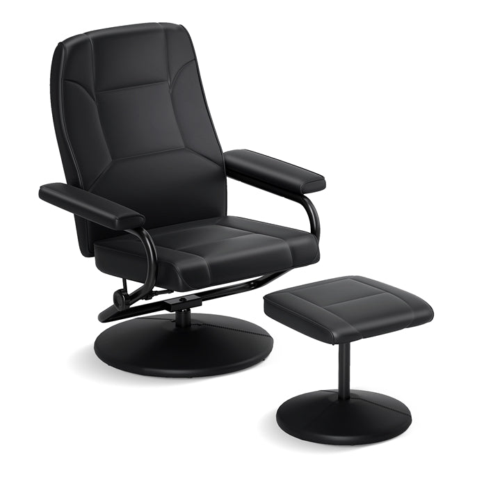 360° Swivel Reclining Chair with Ottoman and Adjustable Backrest
