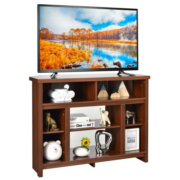 Wood Corner Universal TV Stand with Storage Cabinets and Adjustable Shelves