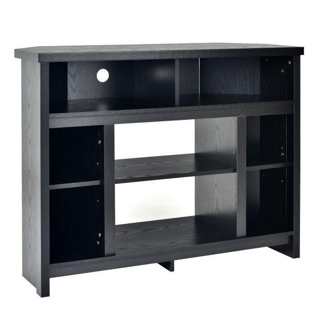 Wood Corner Universal TV Stand with Storage Cabinets and Adjustable Shelves