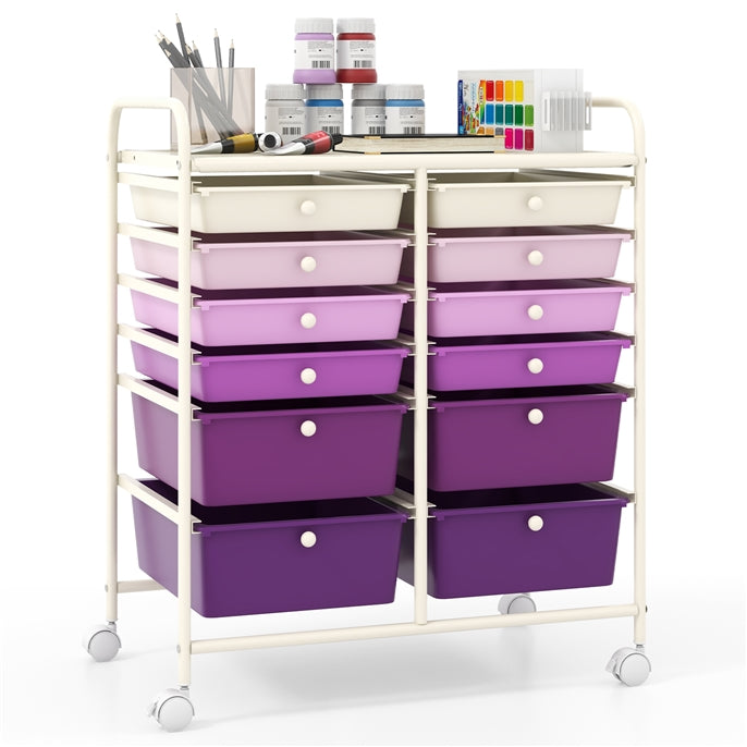 GiantexUK 12 Drawers Storage Trolley, Multipurpose Utility Rolling Cart on Wheels