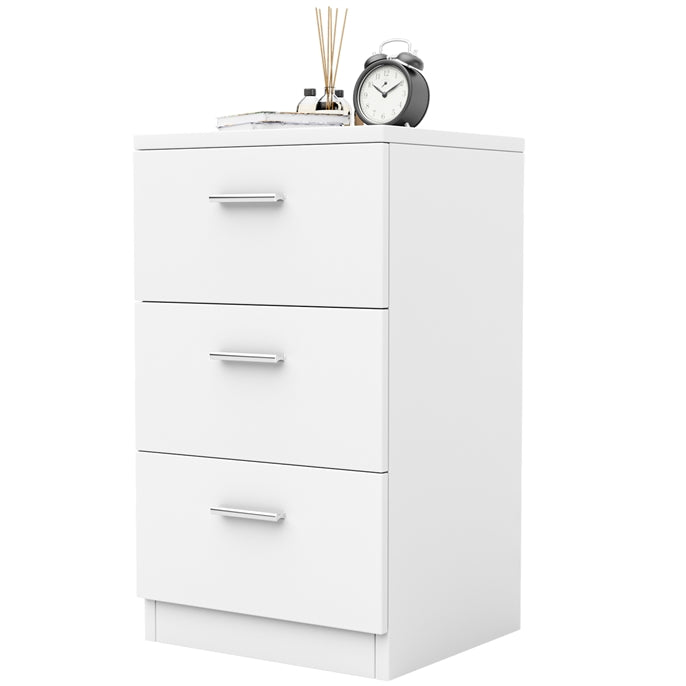 Space-saving Night Chest with 3 Drawers and Handles for Bedroom