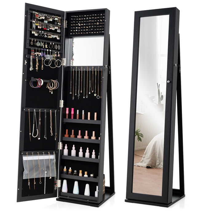 3-in-1 Mirrored Jewelry Armoire with Display Shelves