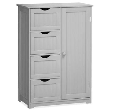Freestanding Storage Cupboard with Adjustable Shelf and Drawers