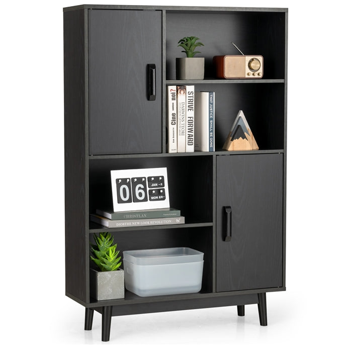 Freestanding Wooden Sideboard Storage Cabinet with 2 Doors and 4 Shelves