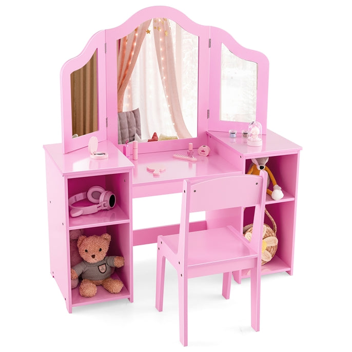 Children Dressing Table with Stool for Playroom Bedroom