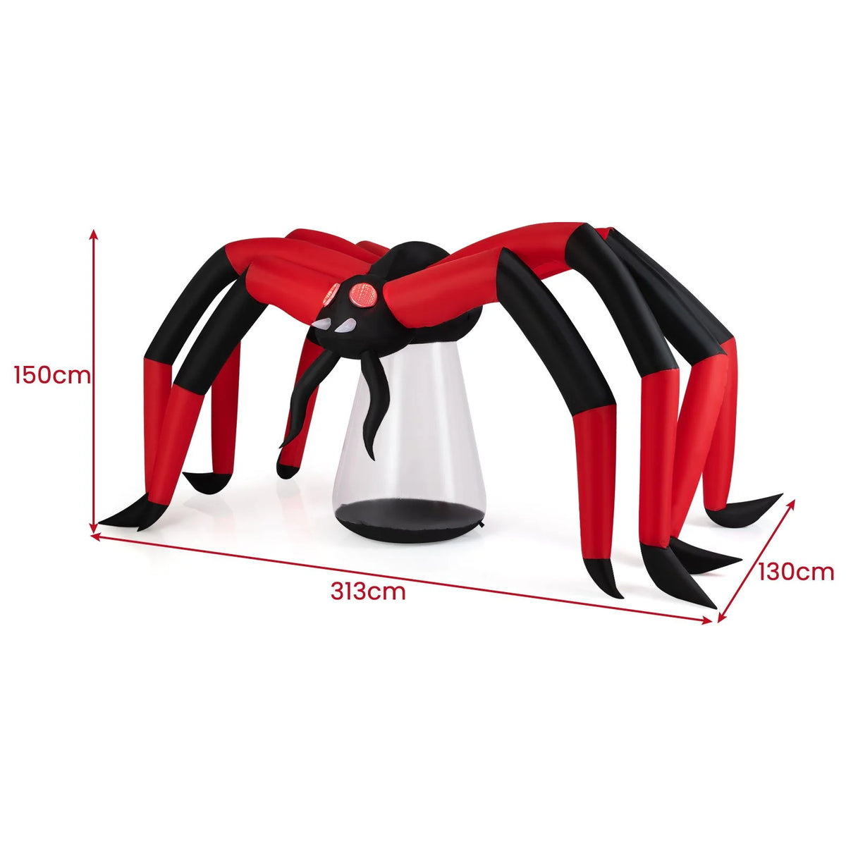 Halloween Inflatable Spider Blow Up Yard Scary Spider with Red Tunnel Light Eyes