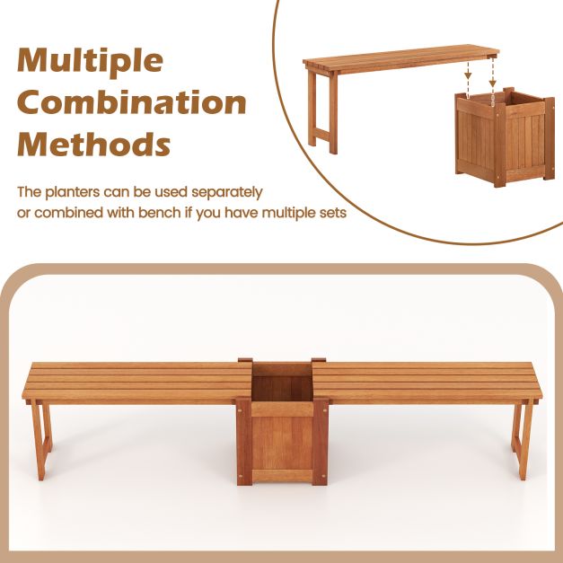 Hardwood Flower Box with Bench for Garden