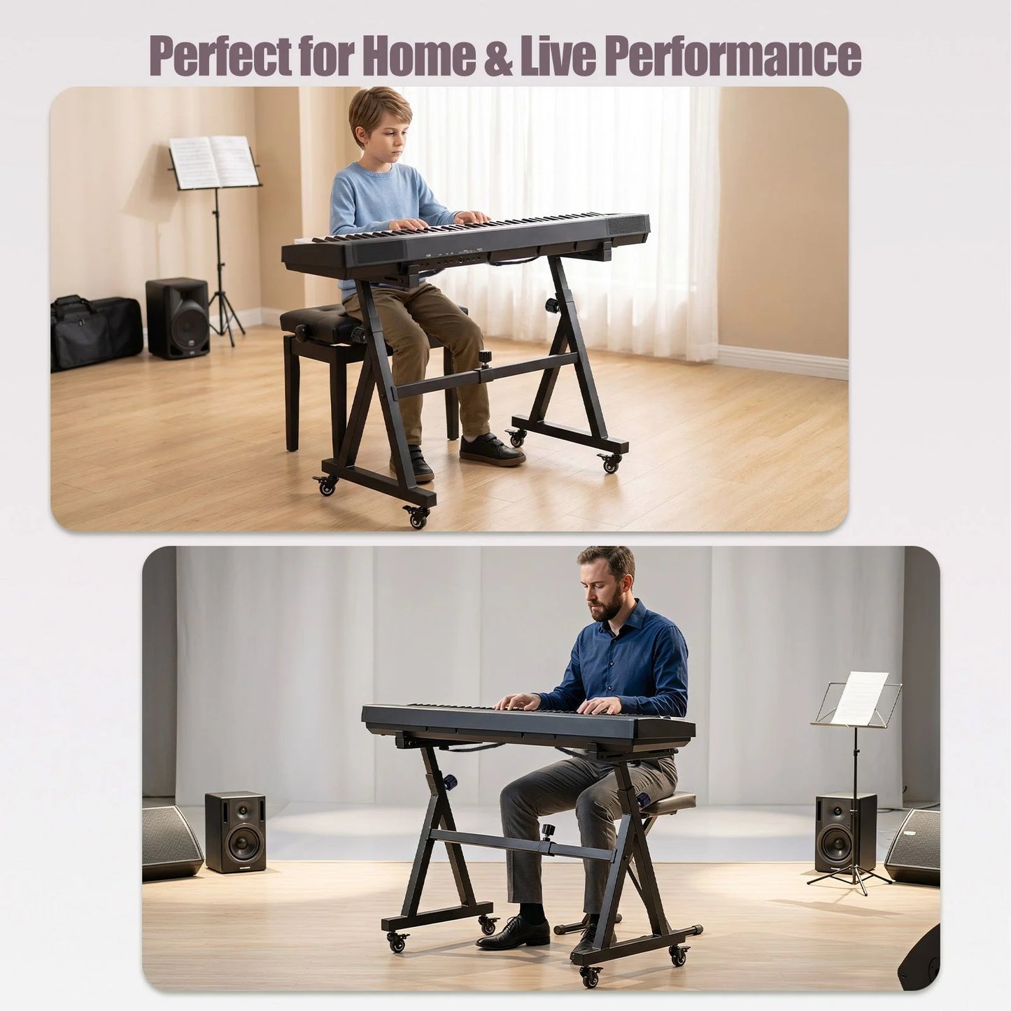 Heavy-Duty Piano Stand with Headphone Hook Fits 49 54 61 88 Keys Electric Pianos