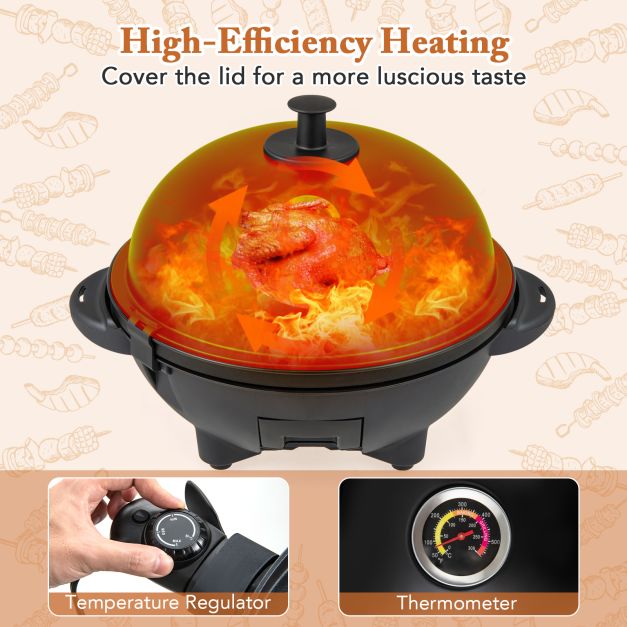 Indoor Outdoor Grill with 2-Zone Non-Stick Grilling Plate
