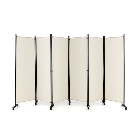 6 Panel Room Divider on Wheels