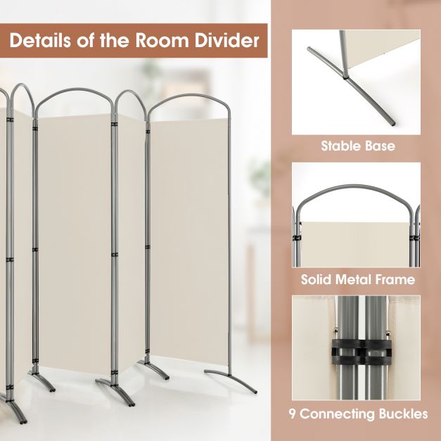 6 Panel Room Divider Freestanding and Folding Design for Home Office