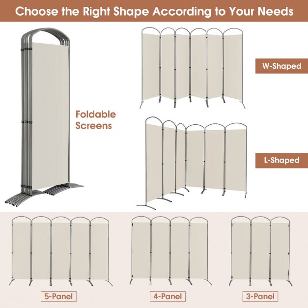 6 Panel Room Divider Freestanding and Folding Design for Home Office