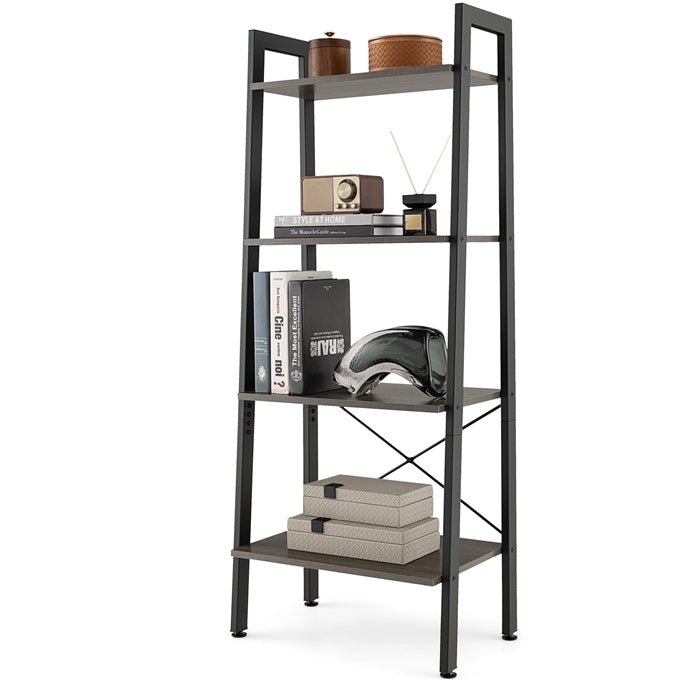 4-Tier Bookshelf with Metal Frame