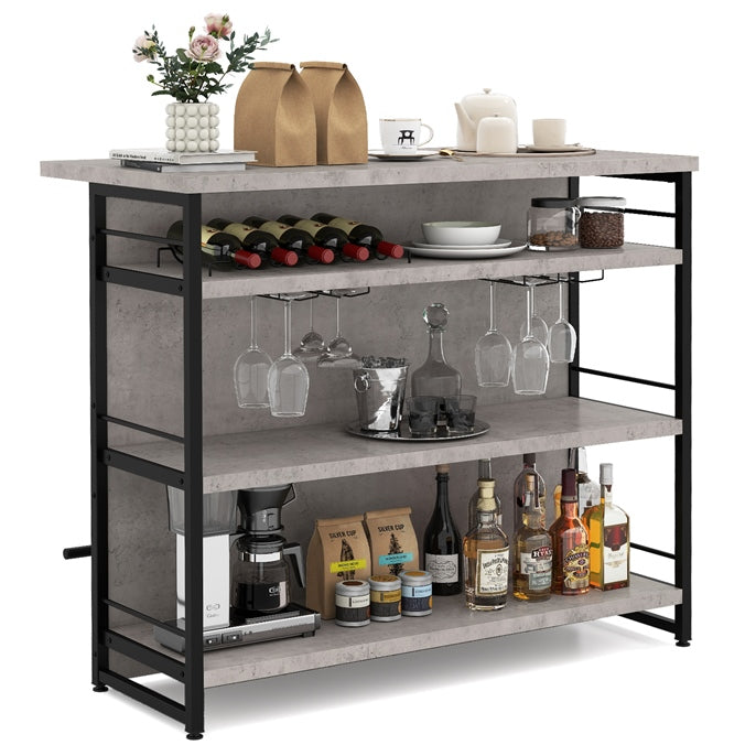 2 in 1 Industrial 4-Tier Bar Table with Storage Shelves