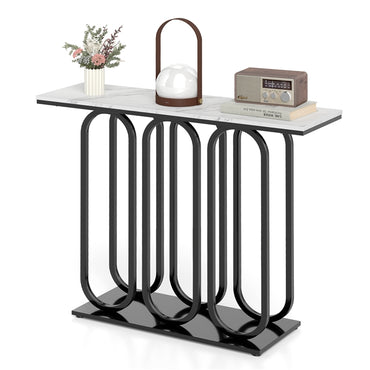 100 CM Faux Marble Entryway Table with Adjustable Foot Pads