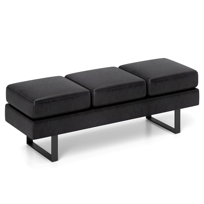 Waiting Room Bench Seating with 3 Seats and Metal Frame Leg