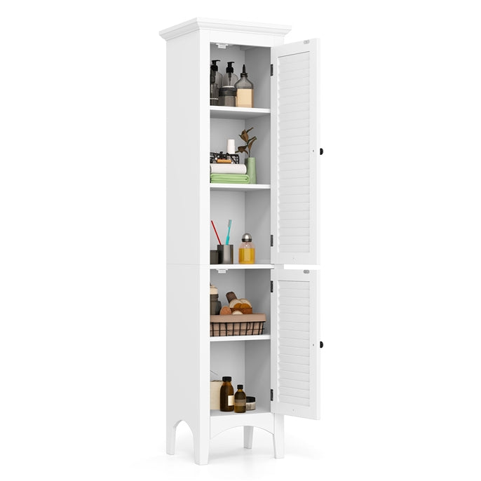 Freestanding Tall Bathroom Floor Cabinet with Adjustable Shelf and 2 Doors