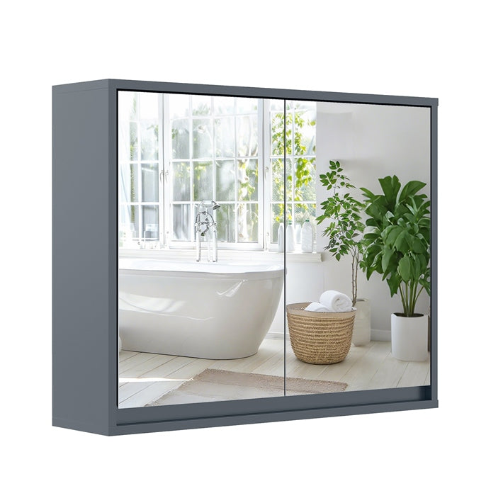 Double Mirrored Door Cabinet with Storage Shelf for Bathroom