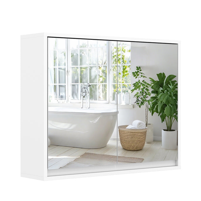 Double Mirrored Door Cabinet with Storage Shelf for Bathroom