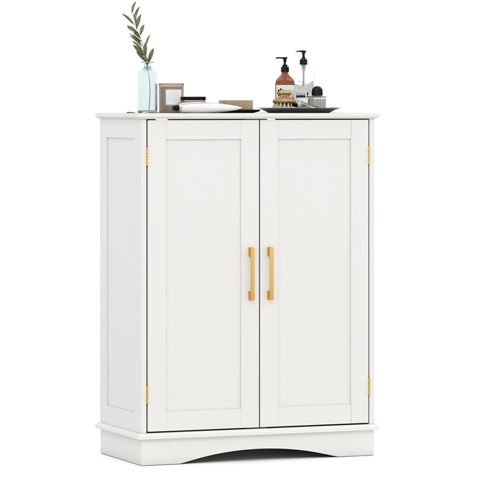 Bathroom Floor Storage Cabinet with 2 Doors and Adjustable Shelves