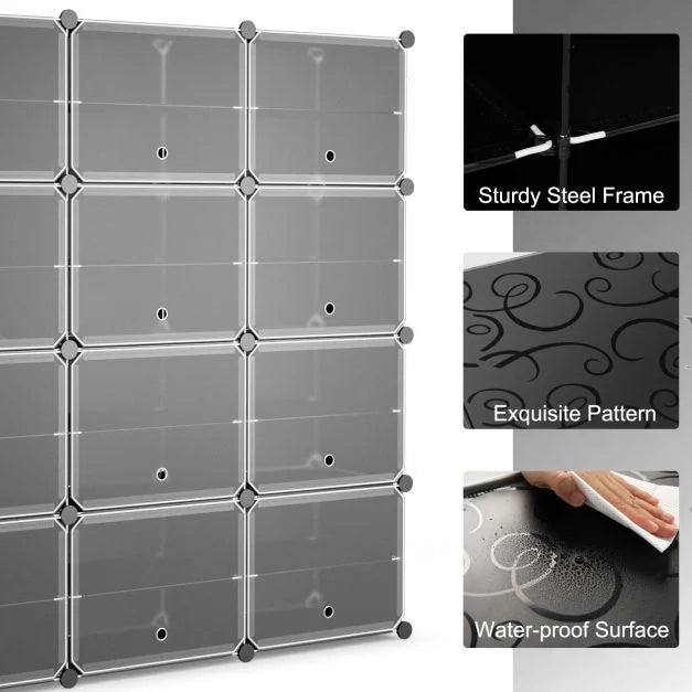 48 Pairs Expandable Modular Shoe Storage Cabinet with Door