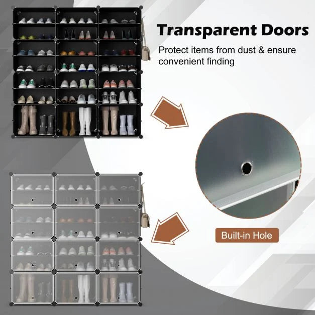 48 Pairs Expandable Modular Shoe Storage Cabinet with Door
