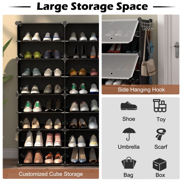 48 Pairs Expandable Modular Shoe Storage Cabinet with Door