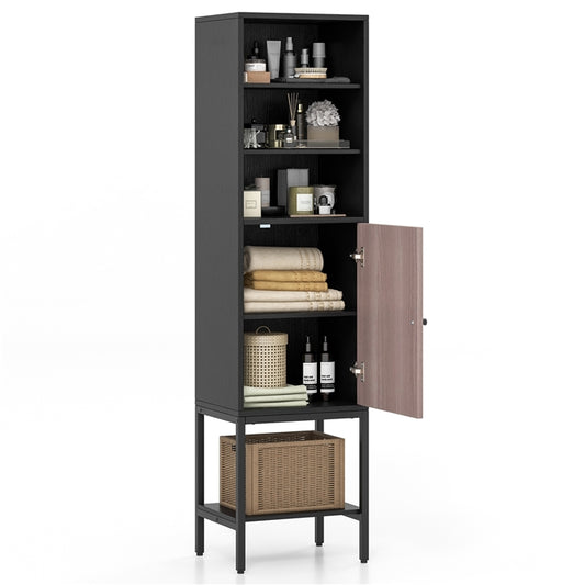 Tall Storage Cabinet with Adjustable Shelf and Bottom Storage