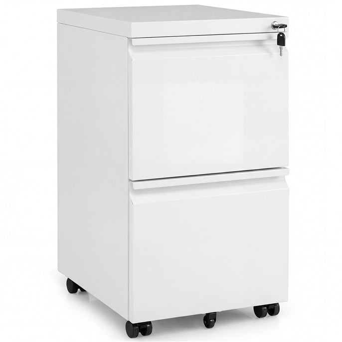 2/3-Drawers Mobile File Cabinet, Rolling Metal Filing Cabinet with 5 Casters and 2 Keys