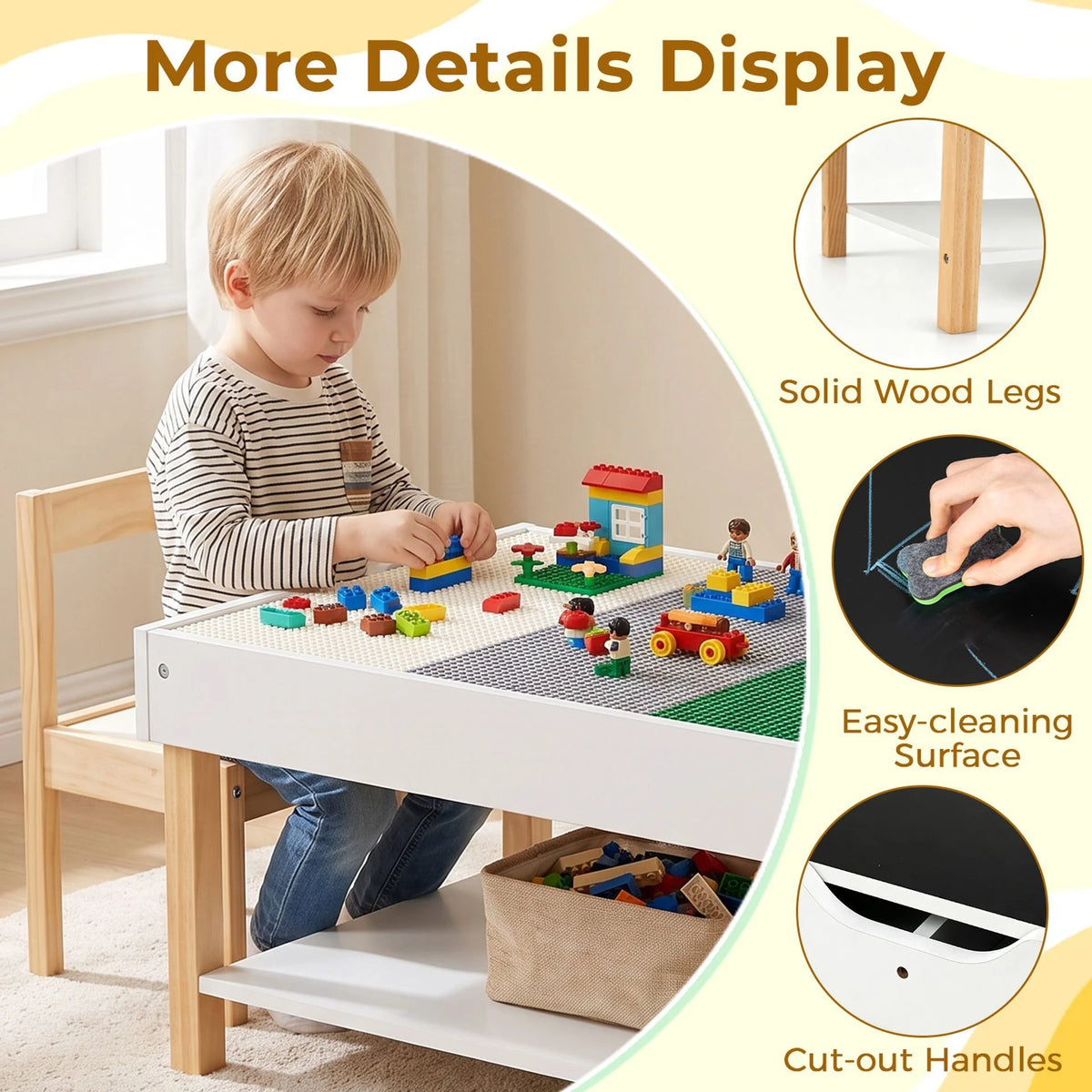 Kids Activity Table with Reversible Double-Sided Top