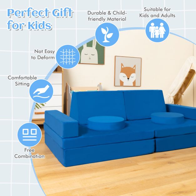 8-Piece Kids Play Couch Sofa with Portable Handle