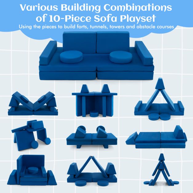 8-Piece Kids Play Couch Sofa with Portable Handle