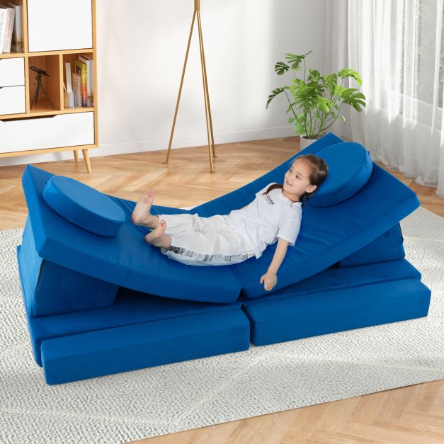 8-Piece Kids Play Couch Sofa with Portable Handle