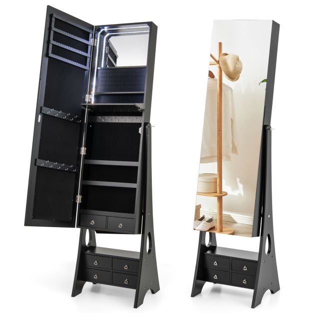 3-Color LED Lighted Jewelry Cabinet
