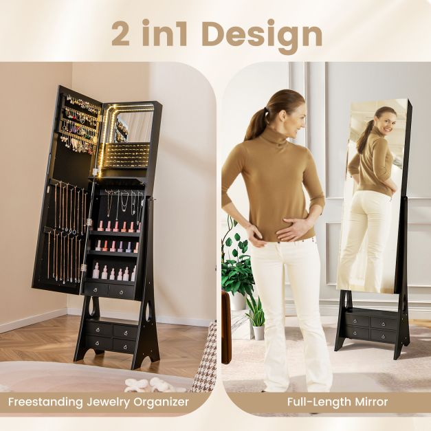 3-Color LED Lighted Jewelry Cabinet