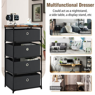 4-Tier Fabric Dresser with Drawers and Metal Frame