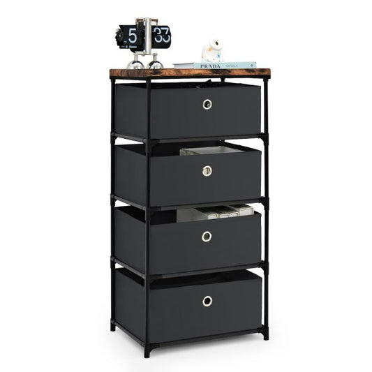 4-Tier Fabric Dresser with Drawers and Metal Frame