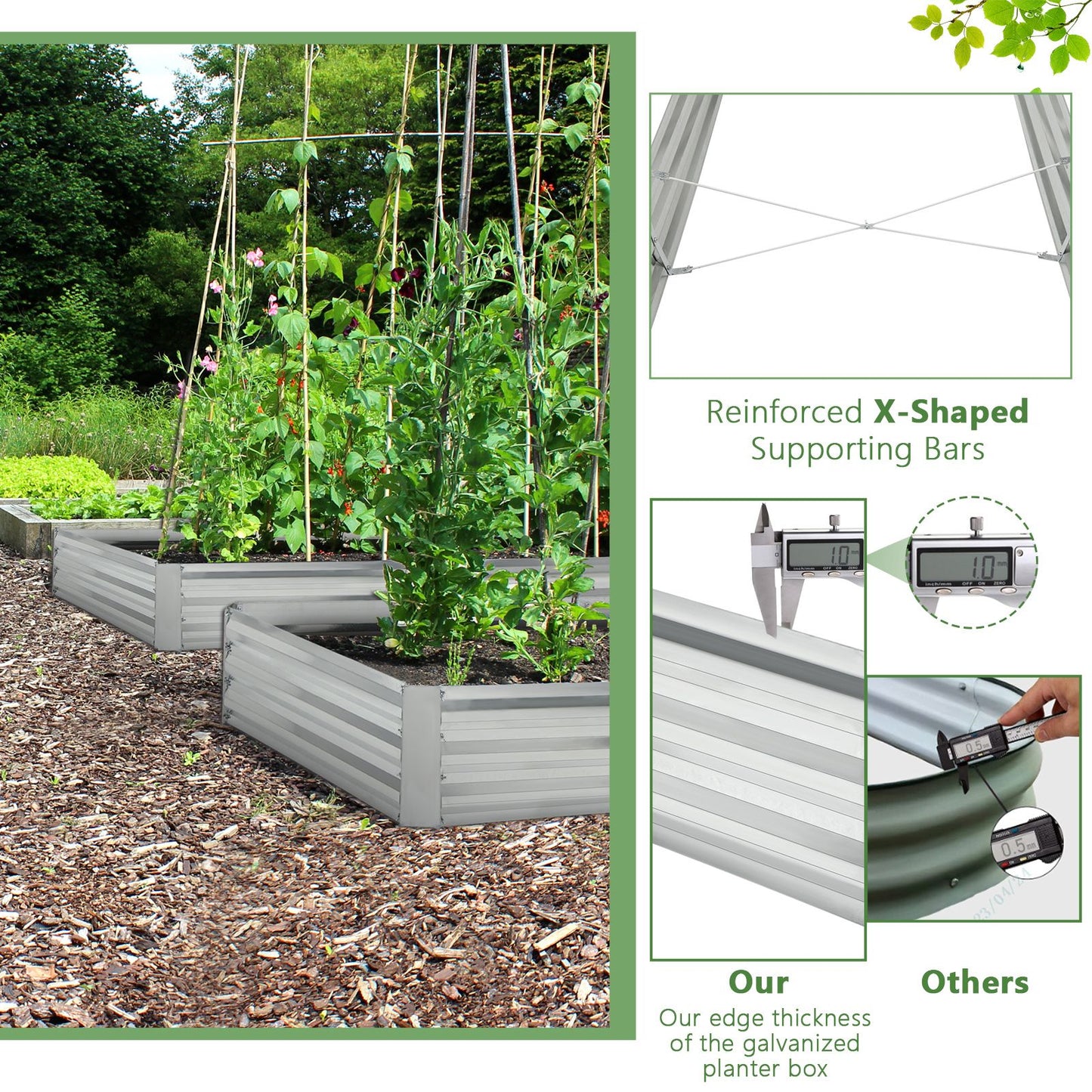 240 x 120 x 30 cm Galvanized Large Metal Raised Garden Bed