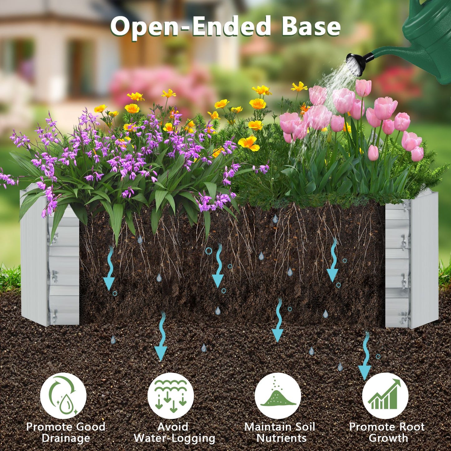 240 x 120 x 30 cm Galvanized Large Metal Raised Garden Bed