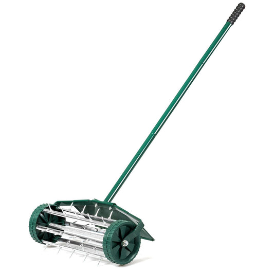 GiantexUK Outdoor Lawn Roller, Heavy Duty Manual Grass Rollers with Green Removable Handle (45x21x126cm, with Fender)